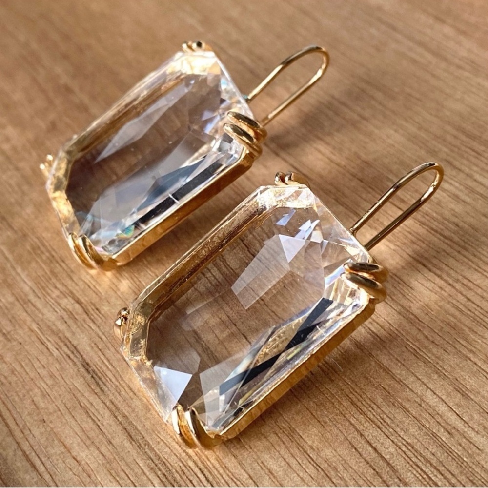 Anthropologie Cecily Clear Gemstone Earrings - Picture 6 of 7
